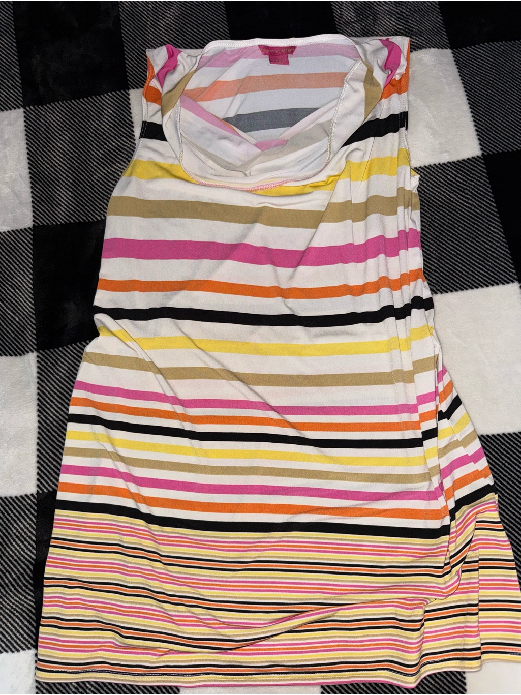 Sunny Leigh Pink, White And Peach Striped Tank